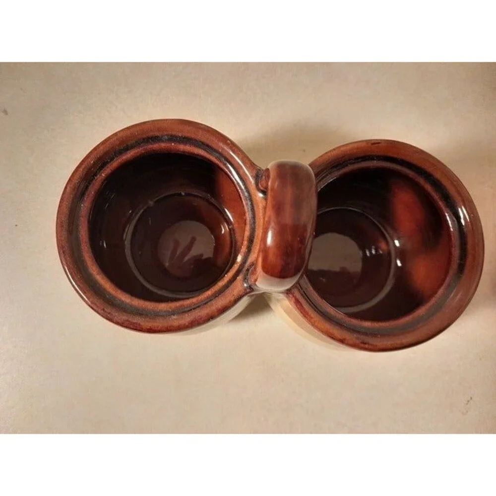 Vintage double stoneware condiment set